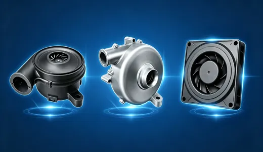 Different types of 12V, 24V, and 48V DC blowers and cooling fans
